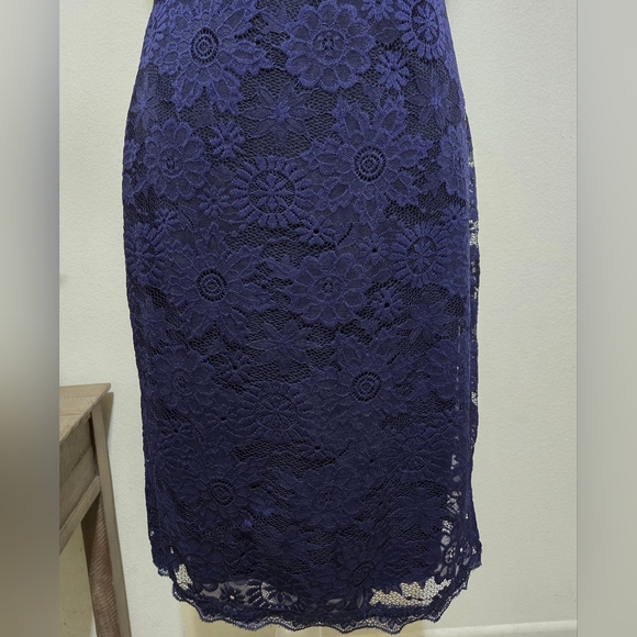 Blue Lace Sleeveless Cocktail Semi-formal Dress Size Medium - Picture 3 of 12
